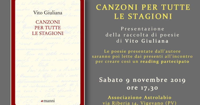 Canzoni per tutte le stagioni – Presentazione del libro di Vito Giuliana con reading partecipato